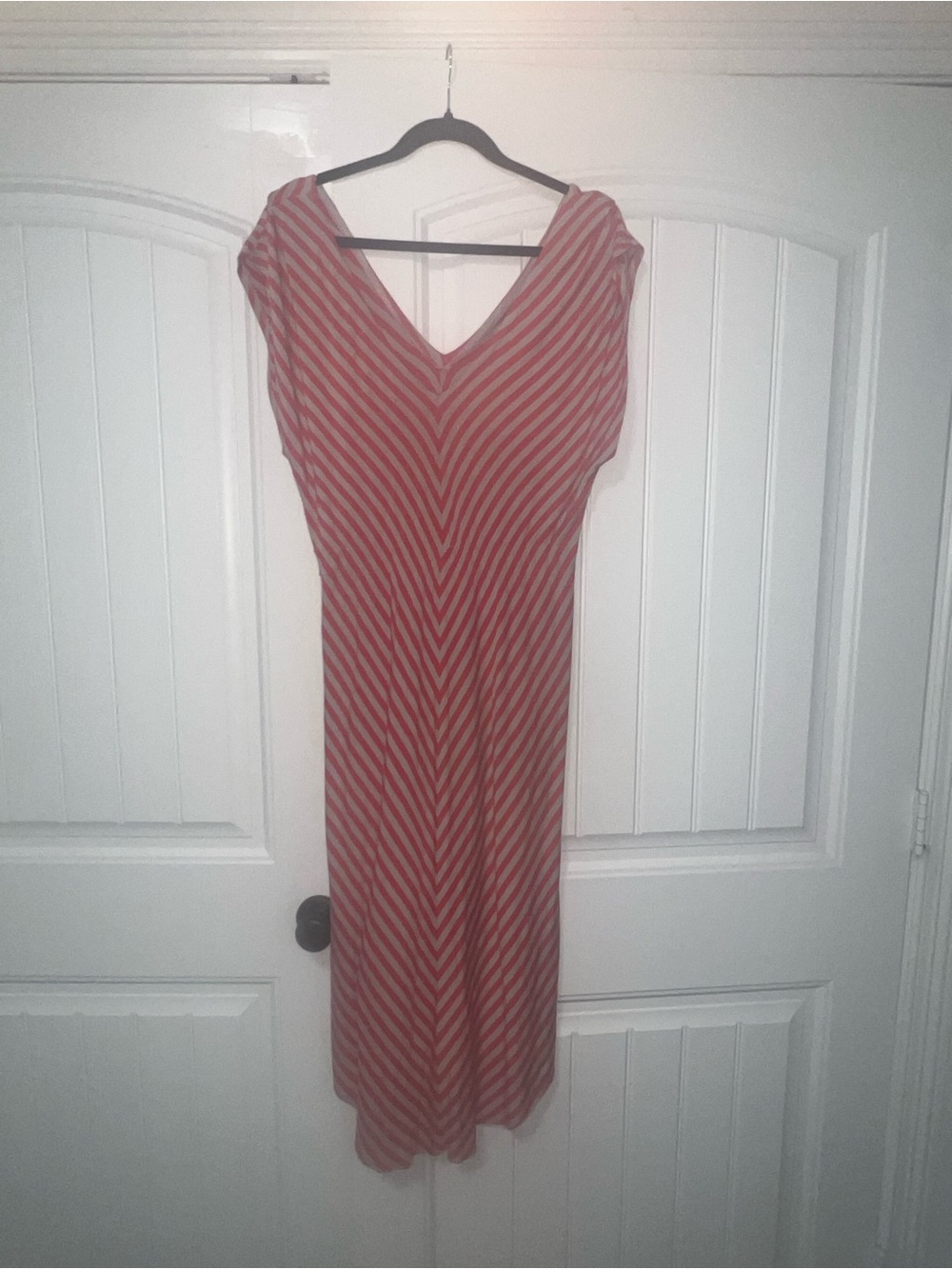 Women's Red Striped V-Neck Dress